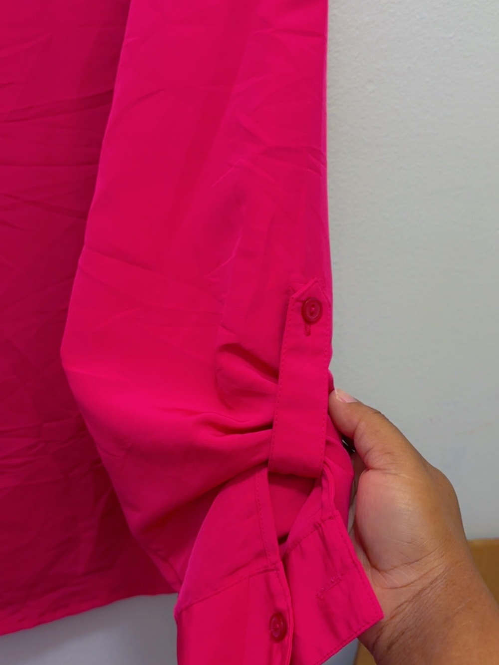 NY Collection Hot Pink Split-Neck Blouse